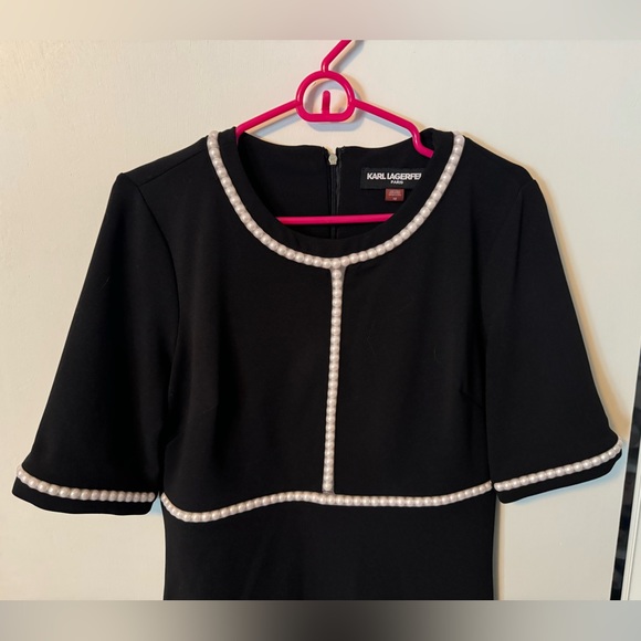 Karl Lagerfeld Paris Faux-Pearl-Trim Dress - Picture 3 of 6